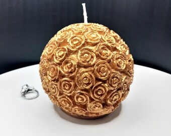 Reserved Rose Ball Candle Home Decor Unique Candles Centerpiece Gift for Her Gifts Aztec Gold Luxury Spa Wax Meditation Therapeutic Handmade