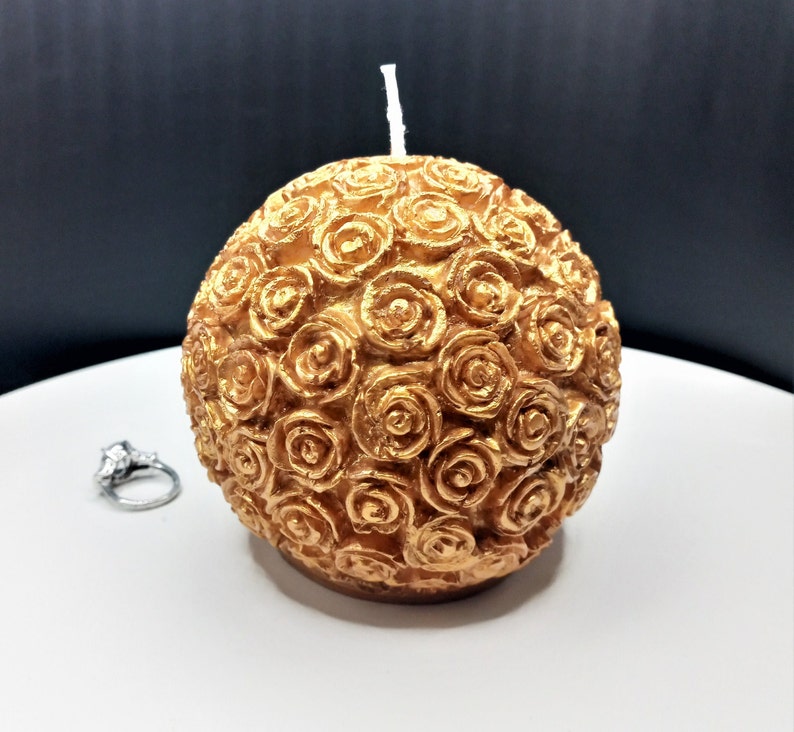 Rose Ball Candle Home Decor Unique Candles Centerpiece Gift for Her Gifts Aztec Gold Luxury Spa Wax Meditation Therapeutic Handmade Candle image 1