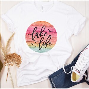 Lake Shirts Lake Life Shirt for Women Boating T-shirt for Her Cute Boat TShirt Summer Top Womens Clothing Retro Sun Sunset Nature Lover Gift