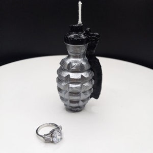 Grenade Candle Cake Topper Bomb Gamer Candles War Video Games Birthday Theme Gaming Husband Fathers Gift for Him TNT Fondant 3D Grenades SilverWBlackHandle