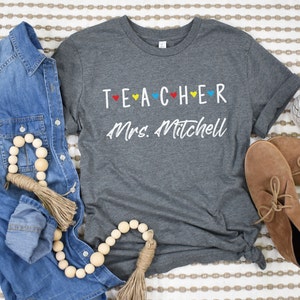 Personalized Teacher Shirt Custom Teacher Shirt Teachers Shirt Teacher Team Shirts School Tshirt Teacher Gift Customized Name Elementary image 1