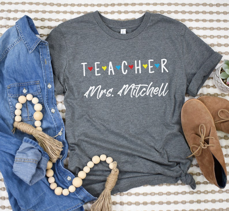 Personalized Teacher Shirt Custom Teacher Shirt Teachers Shirt Teacher Team Shirts School Tshirt Teacher Gift Customized Name Elementary image 1