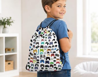 Game Controller Drawstring Bag, Gamer Gym Tote