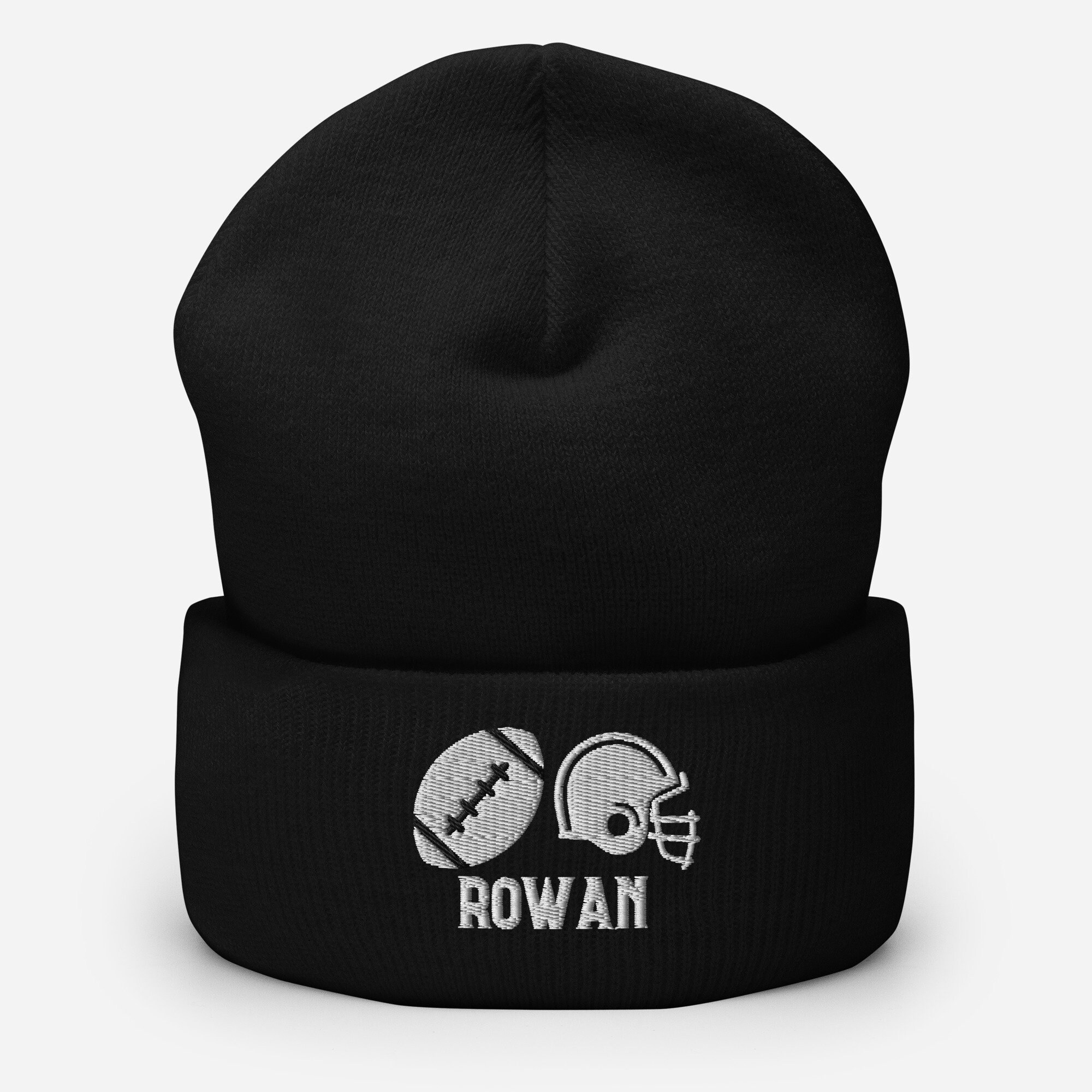 Personalisierter Name Fußball-Beanie mit Bommel, Fußball-Wintermütze, Geschenke für Kinder und Jungen, bestickt, Fußball-Liebhaber, Geburtstagsgeschenke, Einheitsgröße, mit Bündchen