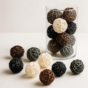 Decorative Rattan Balls 2 Inch Rattan Balls Bowl Centerpiece Wedding Home Vase Table Small Balls Bowl Fillers Decor Wicker Twig Orbs Sphere