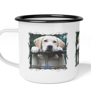 Personalized Photo Enamel Coffee Mug Campfire Mug Home Decor Custom Picture Gift Camping Style Mugs 12 Ounce Cup Picture Cup Unique Gifts image 2