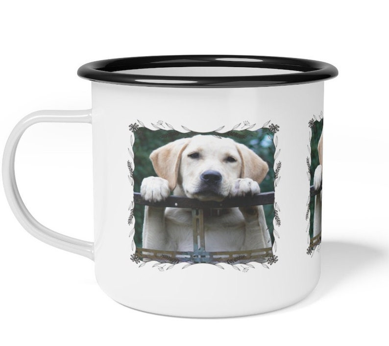 Personalized Photo Enamel Coffee Mug Campfire Mug Home Decor Custom Picture Gift Camping Style Mugs 12 Ounce Cup Picture Cup Unique Gifts image 2