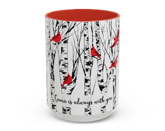 Personalized Cardinal Birch Tree Mug: Nature Lover Gift