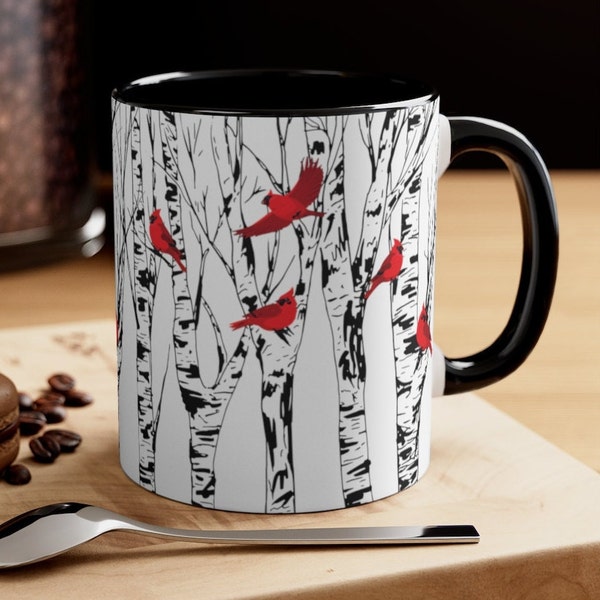 Cardinals on Birch Tree Mug Cardinal Lover Gift Cardinal Mug Bird Mug Bird Watcher Gift Bird Lover Gift Cardinal Birds Coffee Mug Lodge Mug