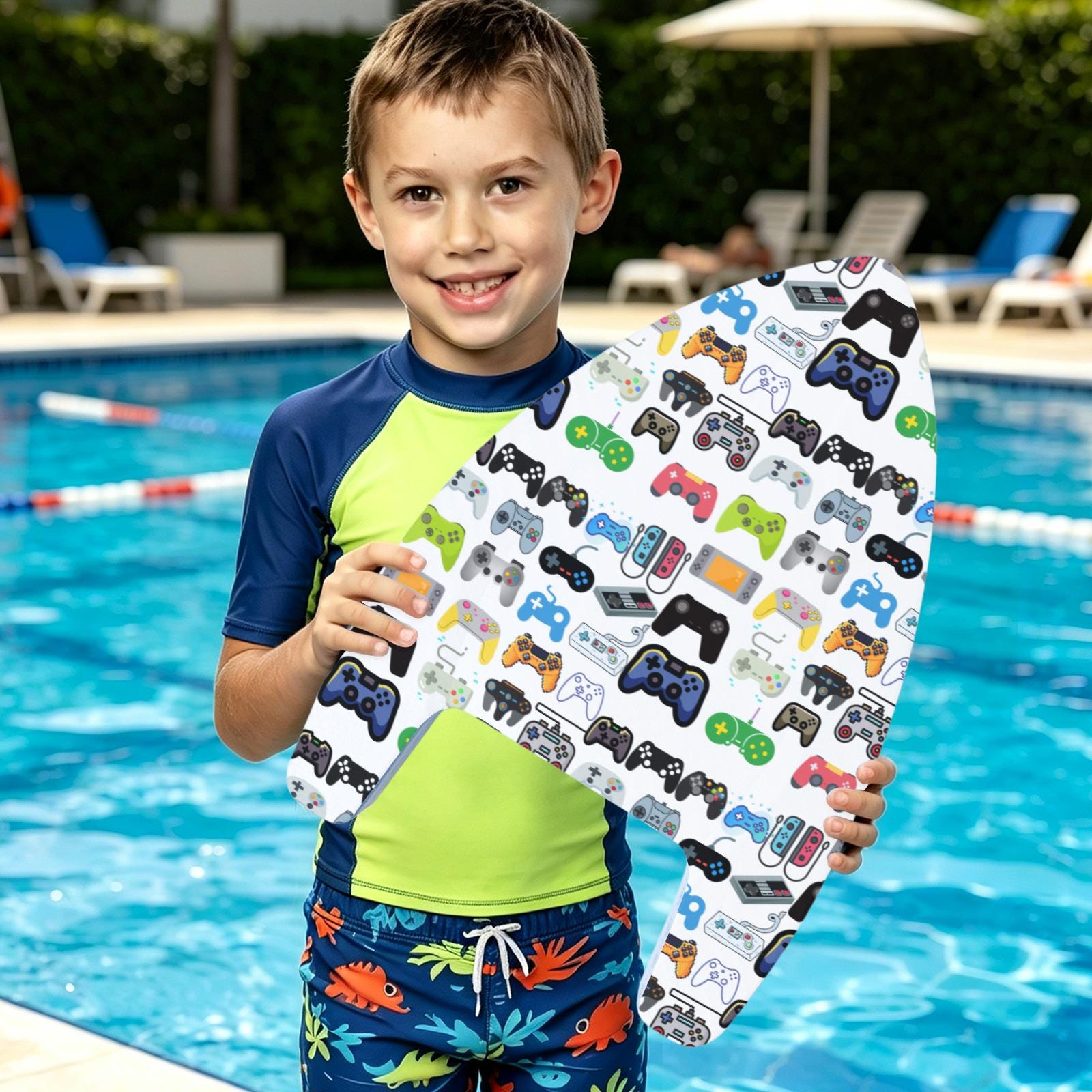 Gaming Controller Swim Kickboard - Kids Pool Training Aid, Video Game Fun