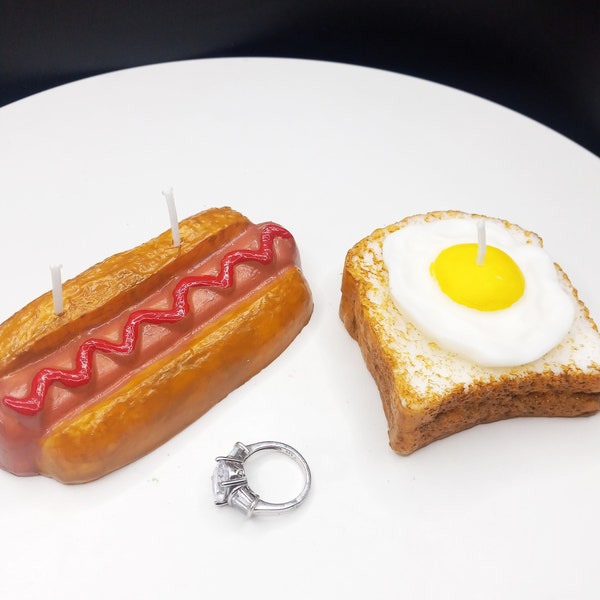 Hotdog Candle Toast and Egg Candle Fake Food Candles Bread Candles Eggs Foodie Gag Gift for Him Gifts for Her Breakfast Home Decor Birthday