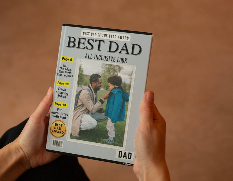 Print At Home Custom Dad Magazine Cover Custom Dad Gift Personalized Gift for Dads Photo Picture Download PNG Funny Prints for Him Unique image 3