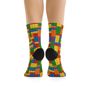 Colorful Building Block Pattern Socks 3.5 kids to 12 Mens One Size Fits Most Bild 9