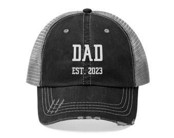 Dad Est Hat Personalize Name and Year Gift For A New Dad or Grandpa Gift Trucker Hat Custom Name Embroidered Hat Embroidery