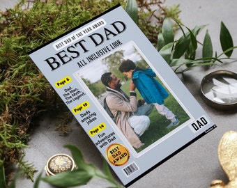 Print At Home Custom Dad Magazine Cover Custom Dad Gift Gepersonaliseerd cadeau voor vaders Foto Foto Download PNG Grappige prints voor hem Uniek