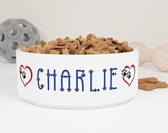 Custom Name Pet Bowl Personalized Pet Bowl for Dogs Ceramic Dog Bowl Pet Lover Gift Customized Name Personalize with Name Pet Supplies Food
