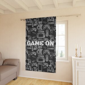 Game ON Video Game Curtain Game Room Decor Bedroom Curtains Gaming Home ...