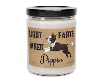 Brown Boston Terrier Farts Candle Personalized Gift Light When Name Farts Funny Gift Dog Lover Dog Deodorant Odor Eliminator Boston Terrier