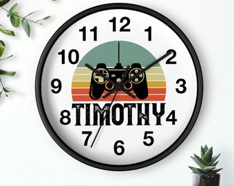 Wall Clock Gamer Gift for Son Video Game Birthday Gift for Dad Game Room Decor Christmas Gift for Husband Man Personalized Game Controller