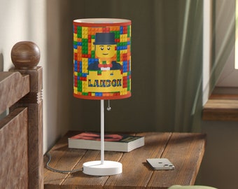 Personalized Building Block Lamp Boys Bedroom Decor Bedroom Lamps Home Decor Night Stand Toddler Childrens Room Decorations Blocks