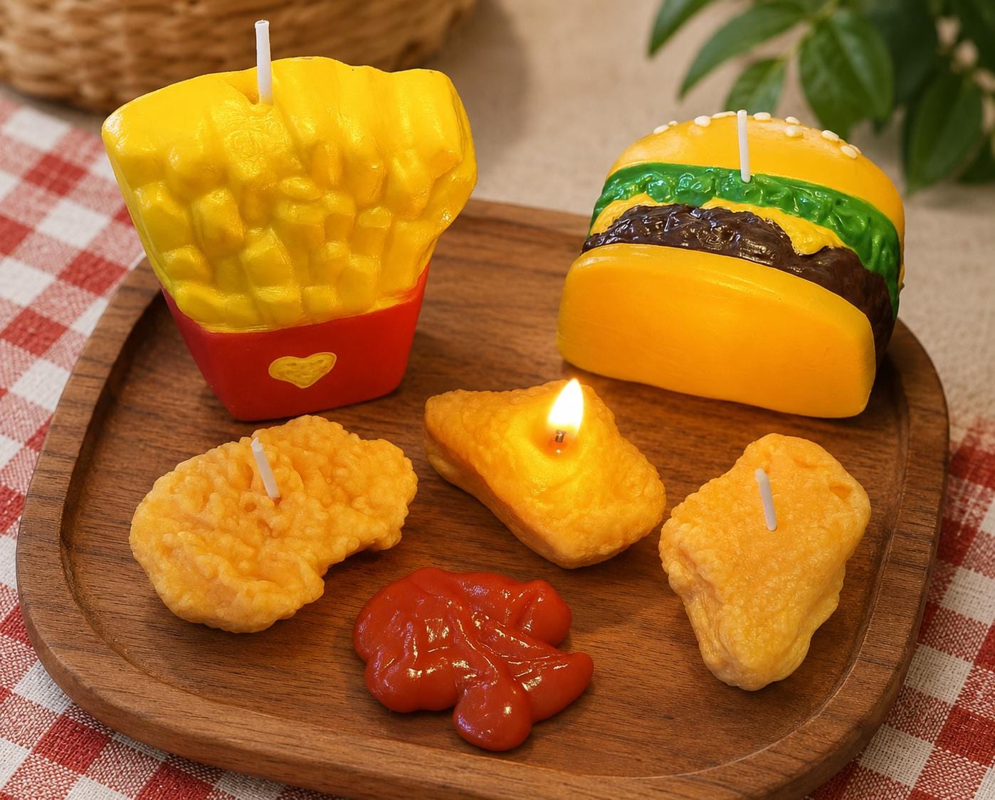 Handmade Fast Food Candles: Chicken Nugget, Fries, Burger - Foodie