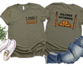 Dulcimer T-shirt Jersey Short Sleeve Tee Mountain Dulcimer Hammered Dulcimer Gathering Shirt Dulcimer Lover Group Tee Music Instrument Top