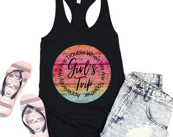 Girls Trip Tank Top for Women Tanks for Girl Trips Vacation T-Shirts for Her Weekend T-shirts Summer Travel Cruise Gang Group Tee Vacay