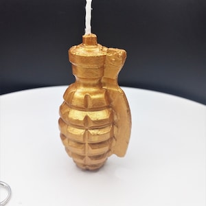 Grenade Candles Gift for Him Birthday Cake Topper Gamer Gifts Video Game Cake Candle Gaming Grenades TNT Gift for Son Birthday Gifts Decor Aztec Gold