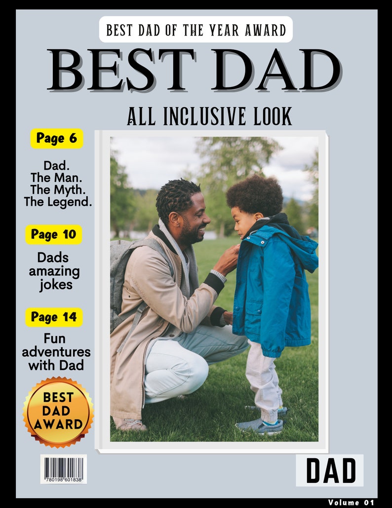 Print At Home Custom Dad Magazine Cover Custom Dad Gift Personalized Gift for Dads Photo Picture Download PNG Funny Prints for Him Unique image 4