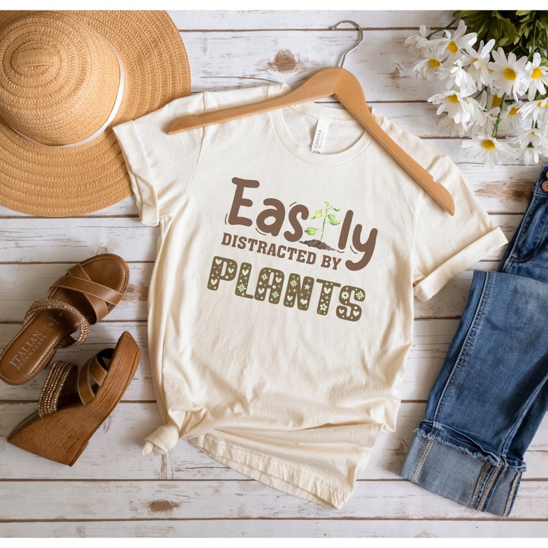 Easily Distracted by Plants Gardener T-shirt Plant Lover Shirt image 1