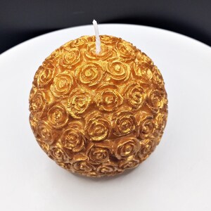 Rose Ball Candle Home Decor Unique Candles Centerpiece Gift for Her Gifts Aztec Gold Luxury Spa Wax Meditation Therapeutic Handmade Candle image 5