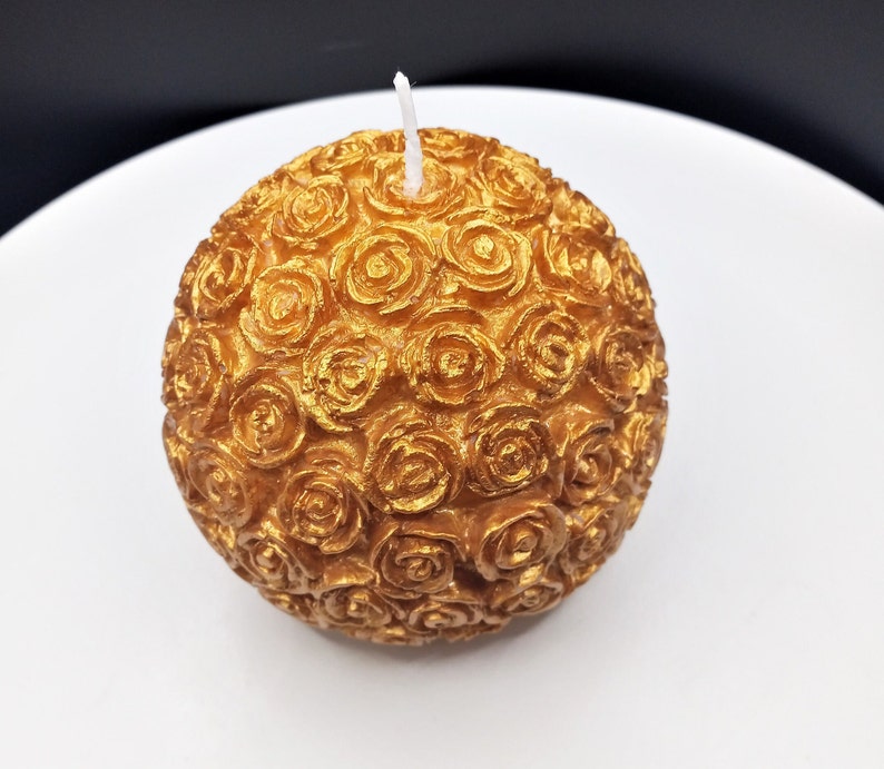 Rose Ball Candle Home Decor Unique Candles Centerpiece Gift for Her Gifts Aztec Gold Luxury Spa Wax Meditation Therapeutic Handmade Candle image 5