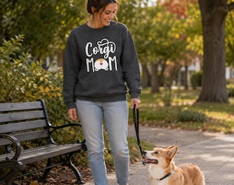 Corgi Mom Sweatshirt, Welsh Corgi Dog Mom Shirt, Cute Dog Mama Crewneck, Corgi Lover Gift, Pet Owner Gift for Women
