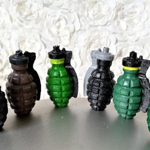 Grenade Candle Cake Topper Bomb Gamer Candles War Video Games Birthday Theme Gaming Husband Fathers Gift for Him TNT Fondant 3D Grenades YouChooseOneColor