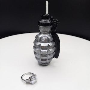 Grenade Candle Birthday Cake Topper Gamer Gift Video Game Cake Candle Gaming Theme Gift for Him Grenades TNT Gift for Son Birthday Gifts Silver