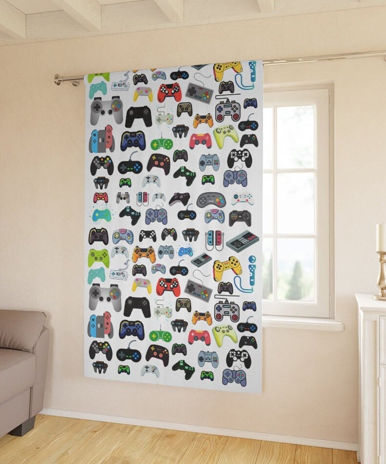 Video Game Curtain Game Room Decor Bedroom Curtains Gaming Etsy