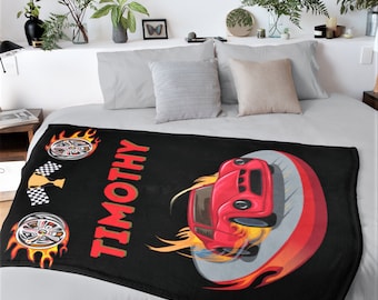 Personalized Race Car Throw Boys Gifts Toddler Gift Ideas for Boys Children's Birthday Gift Lightweight Tapestry Bedroom Decor Cozy Soft