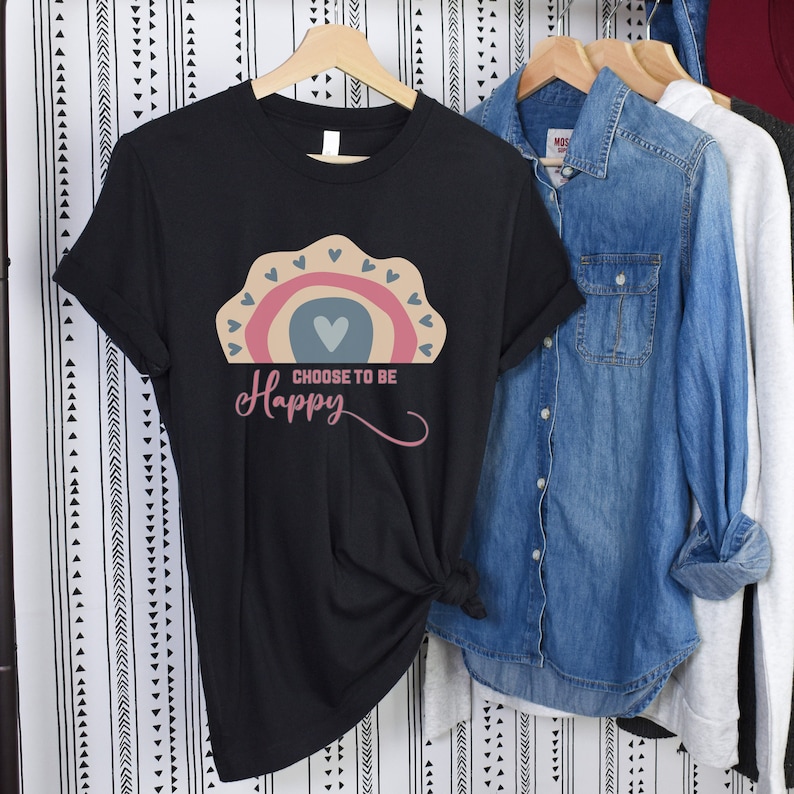 Choose to be Happy Inspirational Shirts Womens Clothing Black
