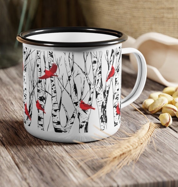 Cardinal Enamel Coffee Mug Campfire Mugs Home Decor Bird Lover
