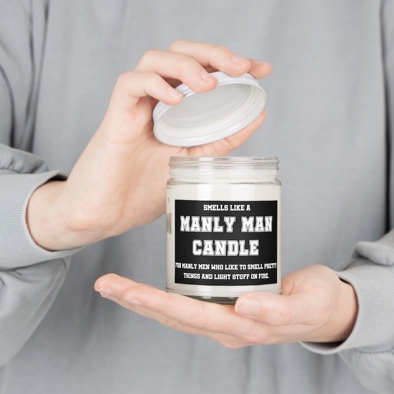 Manly Man Candle Gift for Him Man Candle Funny Gift for Husband Mens Gifts Manly Men Candles for Men Funny Candle with Saying Boyfriend image 2