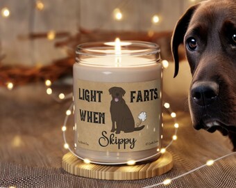 Brown Labrador Candle Personalized Gift Light When Name Farts Chocolate Lab Gifts Funny Gift for Dog Lover Dog Deodorant Odor Eliminator