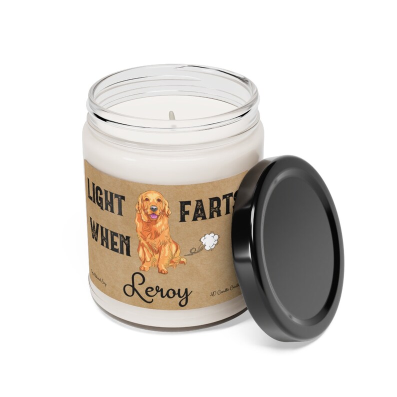 Golden Retriever Candle Personalized Gift Light When Name Farts Funny Gift for Dog Lover Dog Deodorant Odor Eliminator Animal Scented Candle image 3