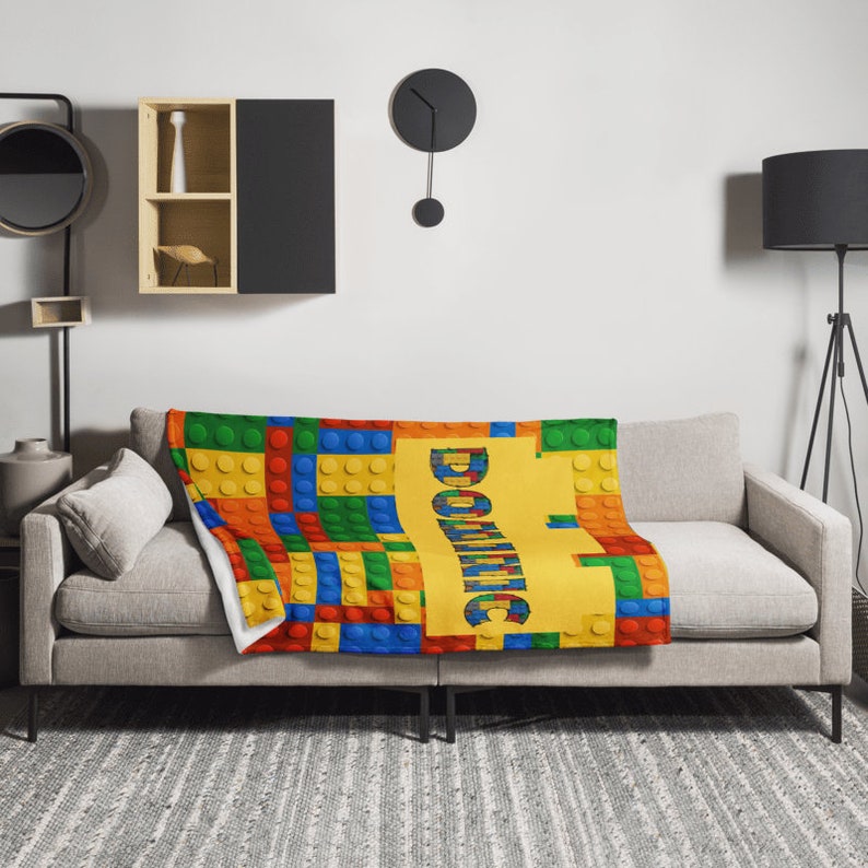Personalized Building Block Blanket: Custom Name Throw, Kids Bedroom ...