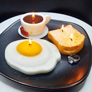 Breakfast Candles Handmade Gifts Fried Egg Toast Coffee Cup Fake Food Art Home Decor Gag Gifts Eggs Stocking Stuffer Food Shape Candles Gift