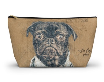 Da Pug Vinci Accessory Pouch Pug Lover Pouch Canvas Bag Pencil Case Funny Da Vinci Parody Dog Lover Gifts Makeup Bag Pencil Case