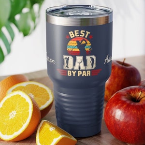 Custom Name Tumbler Best Dad by Par Gift for Him Father&#39;s Day Tumblers Personalized Gift for Dad Golf Funny Golfing Travel Mug Birthday Gift