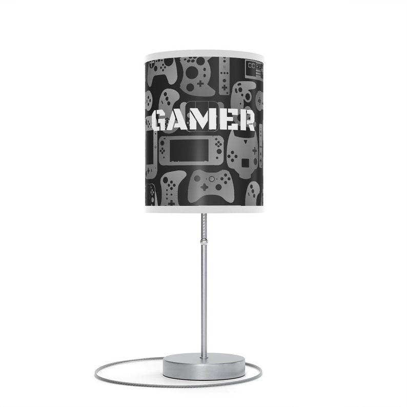 Gamer You Win Gamer Lamp on a Stand Lamp Gift for Him Gamer Gift Video Game Birthday Game Room Decor Gifts for Husband Boys Bedroom Home Silver