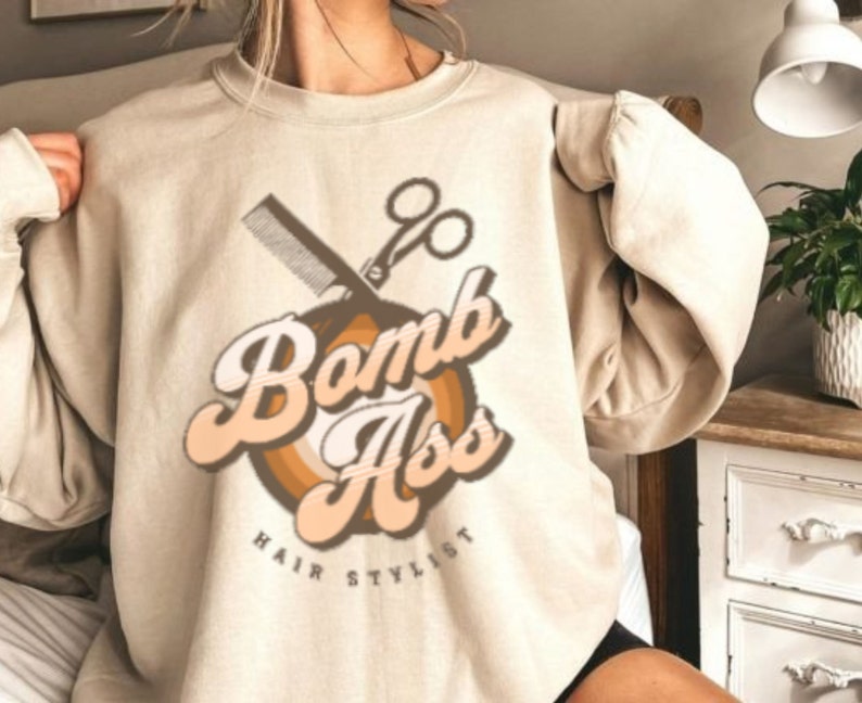 Bomb Ass Hair Stylist Sweatshirts Hoodies Crewneck Hooded For Women Cosmetology Plus Size Hoodie Shirts Beautician Hairstylist Gifts for Her image 2