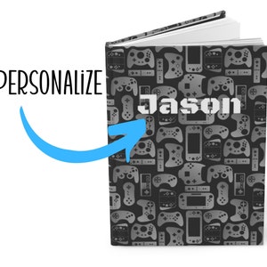 Personalized Notebook Video Game Gamer Hard Cover Notebooks Gift for Him Gaming Gifts Back to School Birthday Game Controller Custom Name