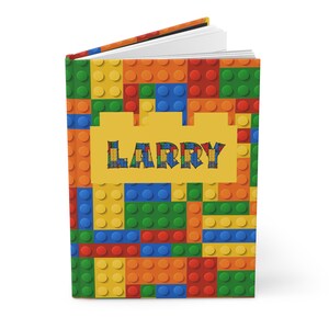 Personalized Building Block Notebook Boys Blocks Notebook Kids Journal School Supplies Gift for Toddler Hardcover Custom Name Gift Child image 2